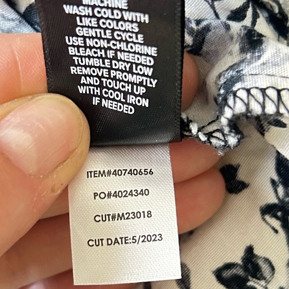 Torrid Black and White Floral Pattern Long Sleeve Poplin Shirt Dress 2X 18-20 - Picture 9 of 15